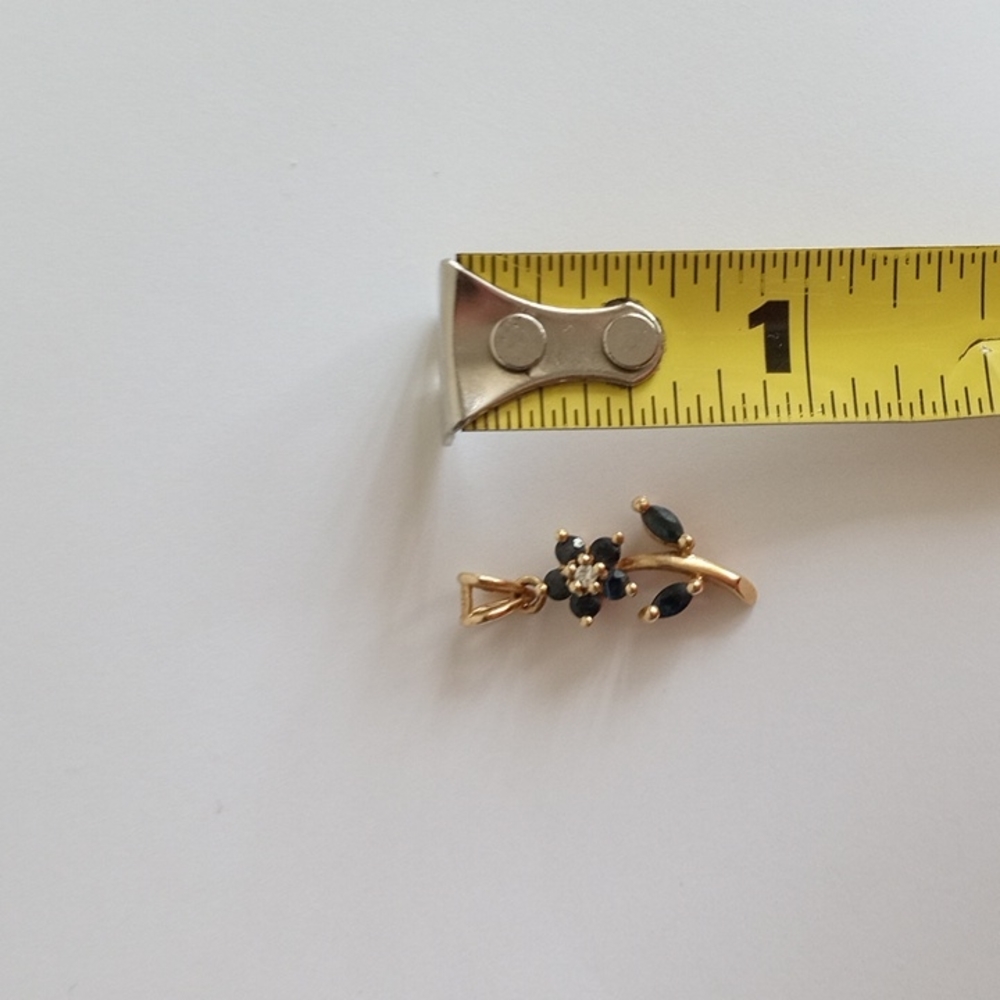 14K Sapphire and Diamond Pendant - Picture 7 of 8